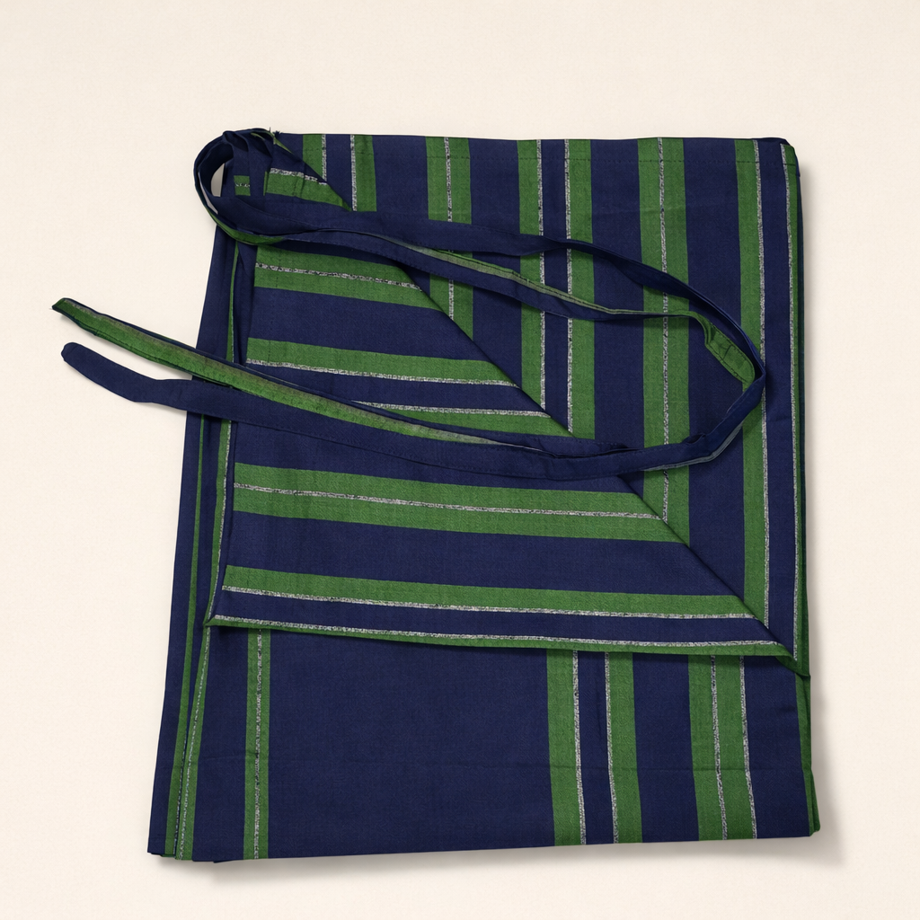 Handloom Lungi - Blue, Green & Silva