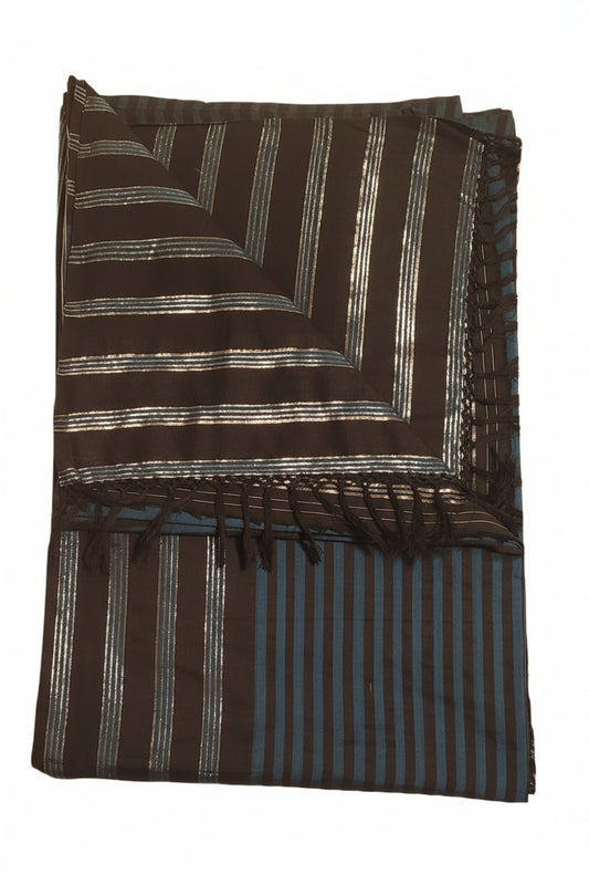 Black and Brown saree with striped pattern