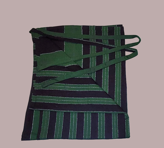 Handloom Lungi - Green , Black & Silva